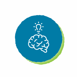 Icon with brain and lightbulb